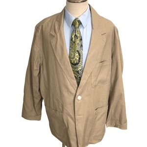 Duluth Trading Blazer Mens 2XLarge Khaki Unstructured Casual Hemp Canvas Jacket